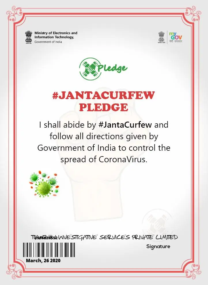 Janta corfew pledge