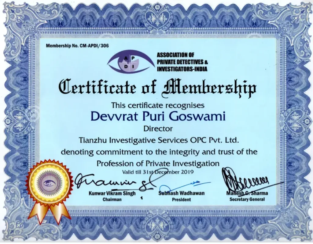 APDI Certificate of Membership 2029.